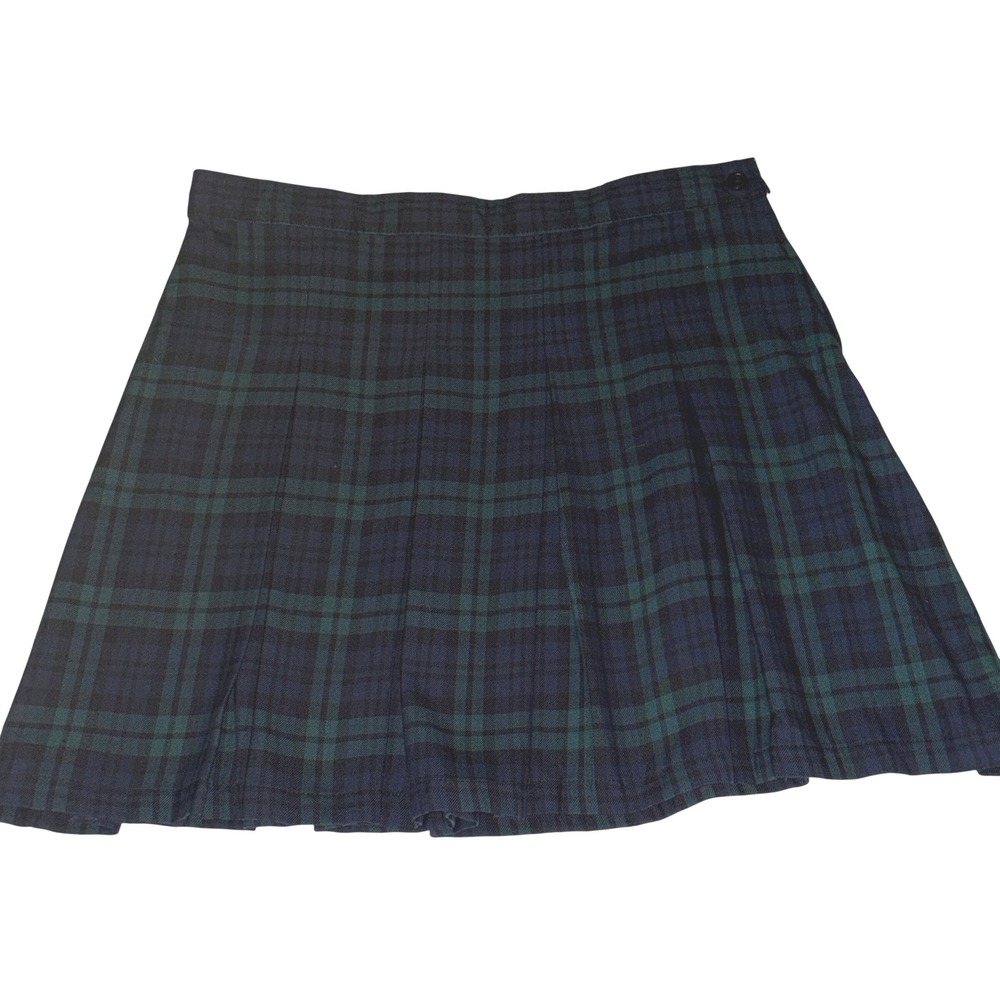 Tommy Hilfiger Plaid Skirt Womens 16 Green Navy Excellent Black Watch Pleated